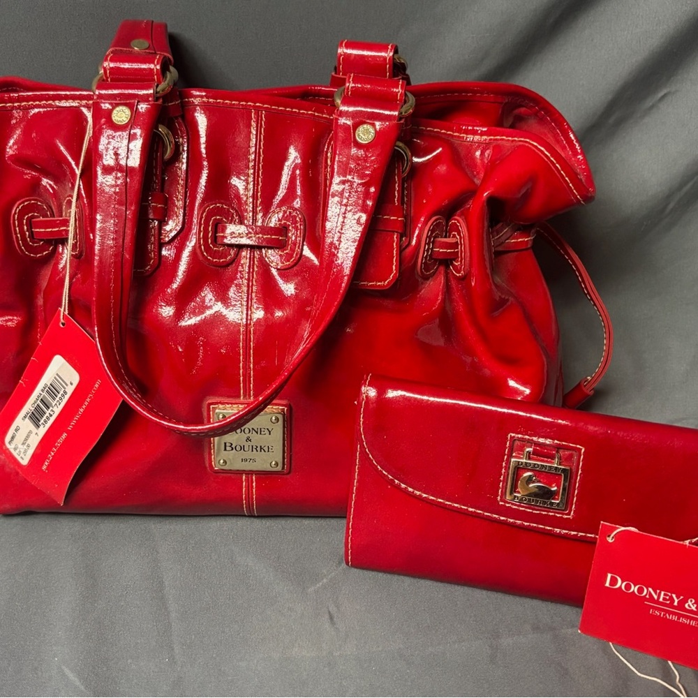 Dooney & Bourke Vintage Red Patent Leather and matching wallet